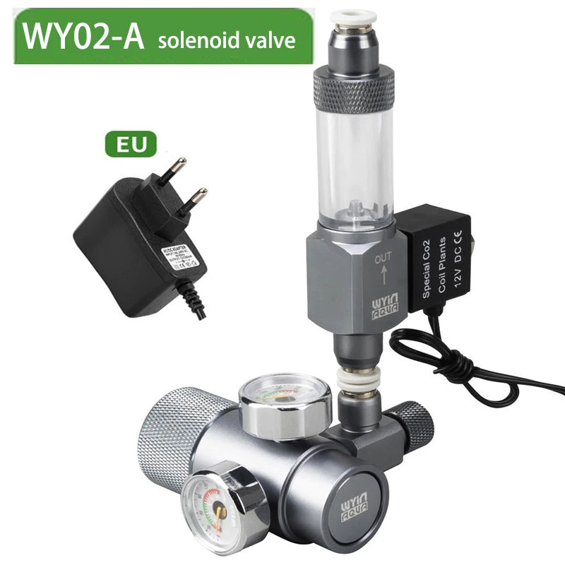 Aquarium DIY CO2 Pressure Reducing Valve Quick Insertion Bubble Gauge Electromagnetic Valve Fish Tank CO2 Regulator Equipment