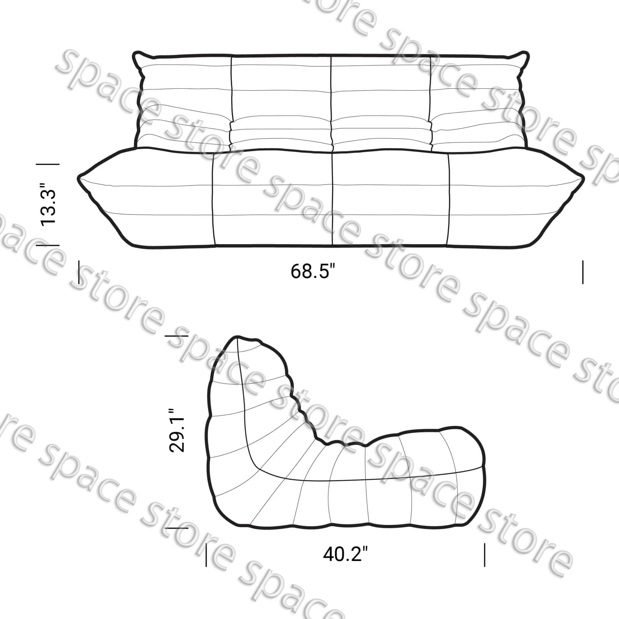 Caterpillar Lounge Sessel – Moderner Lazy Sofa für Balkon & Büro