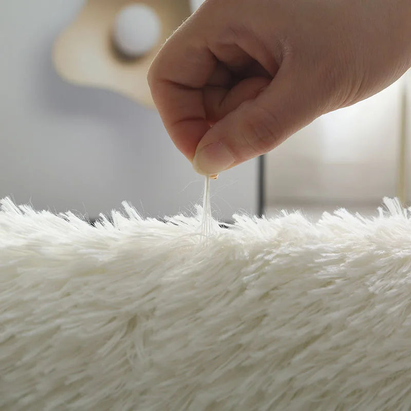 Weißer Flauschiger Teppich - Moderner Hochflor Teppich für Wohnzimmer, Schlafzimmer und Kinderzimmer