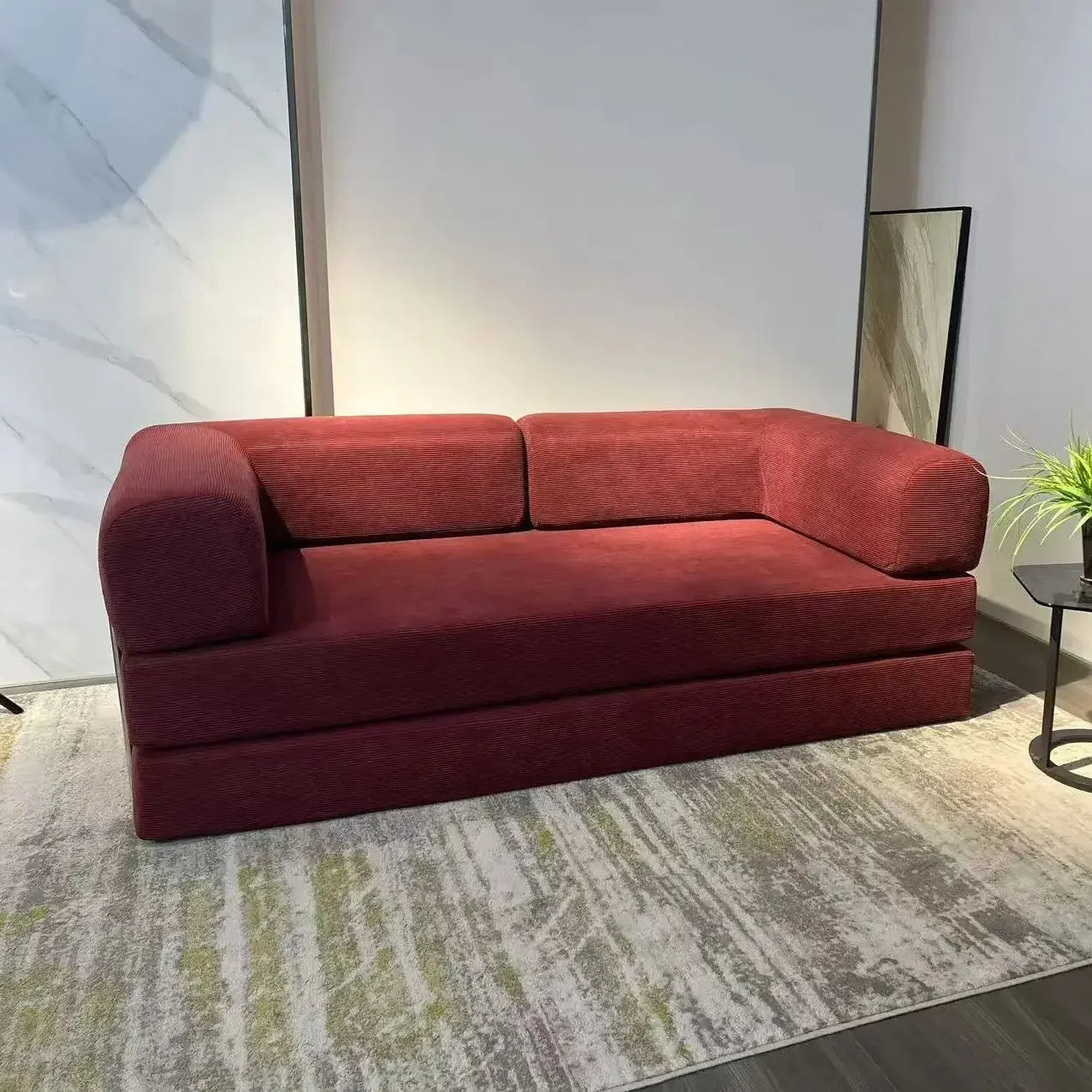 150cm Modern Style Air Compression Fabric Flannel Deformable Modular Couch for Living Room Sectional Composable Teddy Sofa Bed
