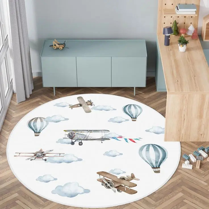 Runder Kinder Teppich mit Cartoon Straßenkarte
