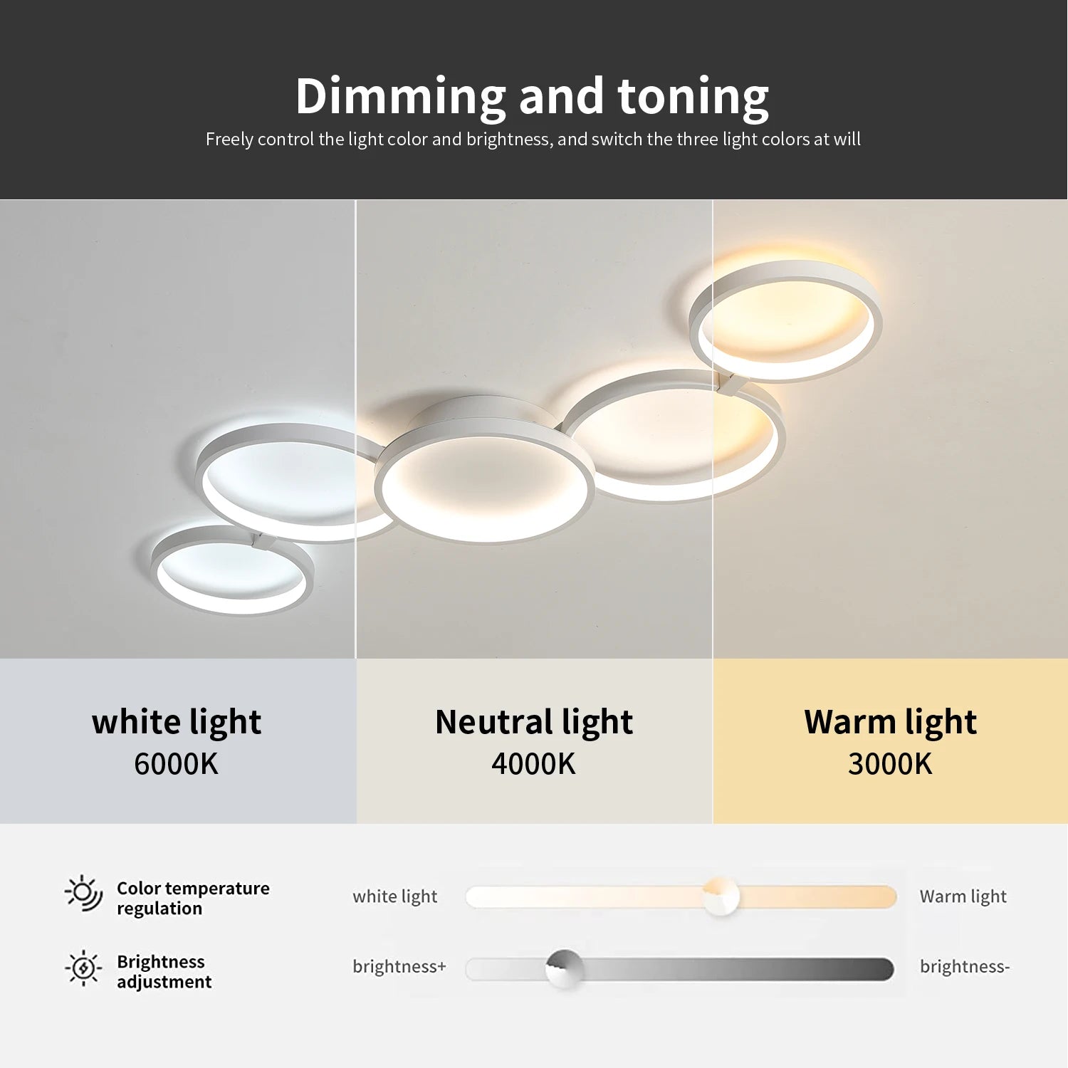 LED Deckenleuchte 110V-220V 3 Farben App Bluetooth Dimmbar