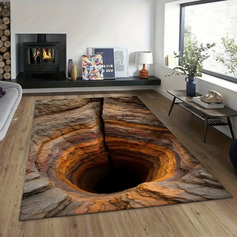3D Loch Illusions-Teppich, Realistischer Höhlen Bodenteppich
