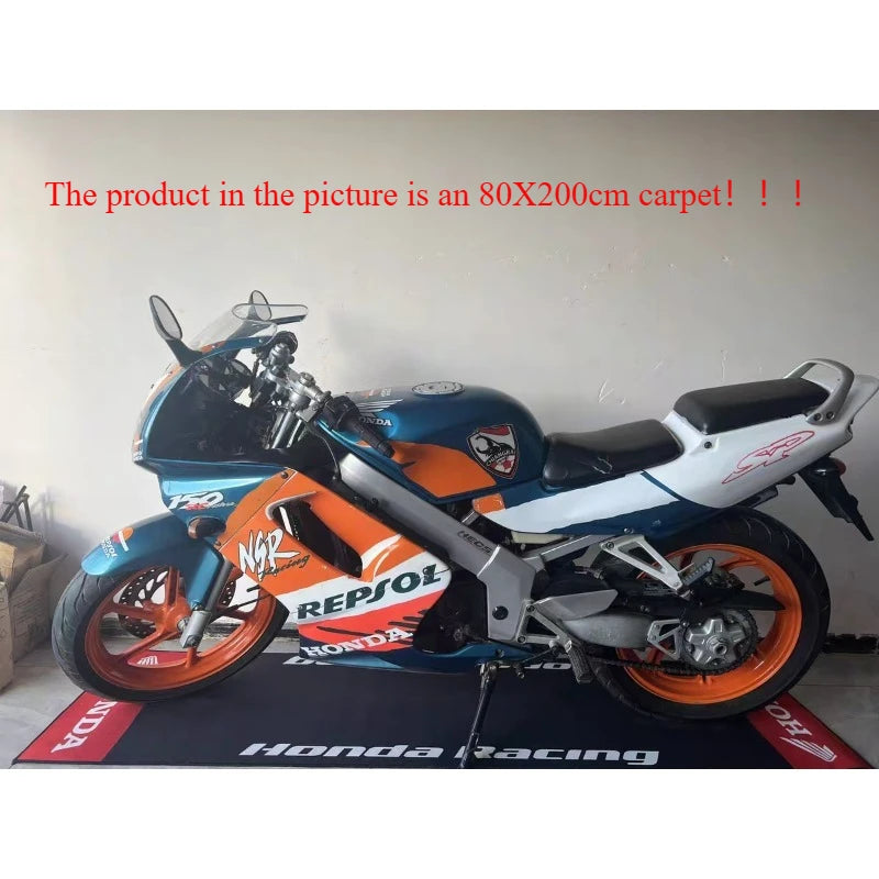 HONDA Motorrad Garagenteppich - Racing Moto Display Matte rutschfest für Garage und Wohnzimmer