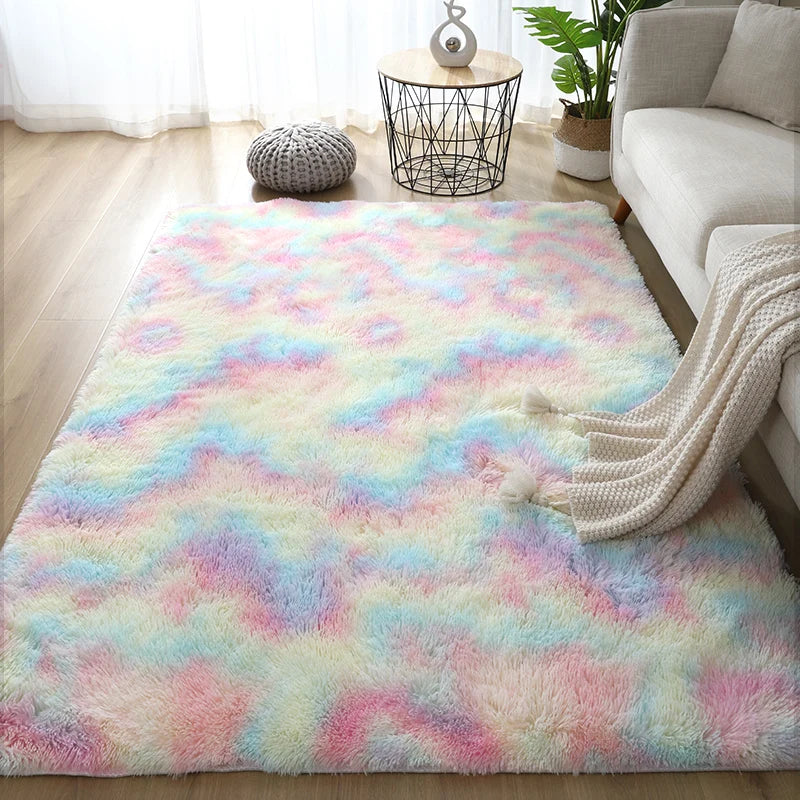 Weißer Flauschiger Teppich - Moderner Hochflor Teppich für Wohnzimmer, Schlafzimmer und Kinderzimmer