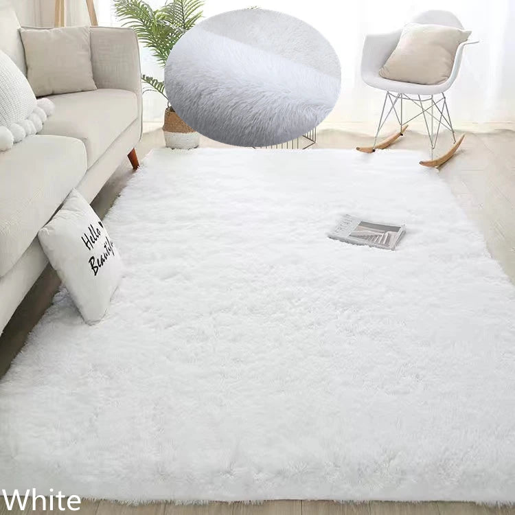Weißer Flauschiger Teppich - Moderner Hochflor Teppich für Wohnzimmer, Schlafzimmer und Kinderzimmer