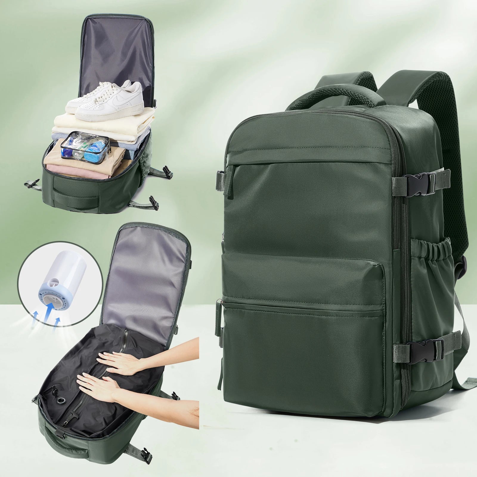 Vakuum Rucksack Reisetasche für Herren Große Kapazität Business Laptop Rucksack Damen Herren Erweiterbarer Rucksack Schultasche