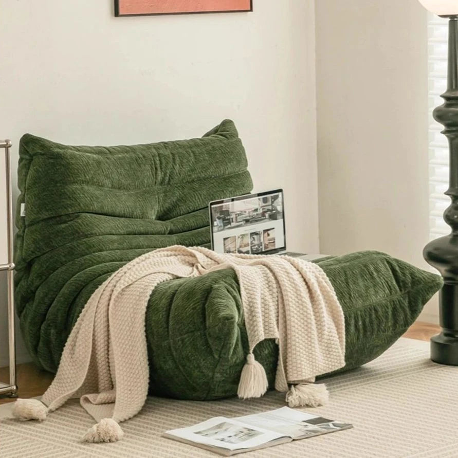 Bean Bag Chair Adult Fireside Chair Comfy Lazy Floor Sofa Chenille Single Sofa Couch Memory Foam Chair for Living Room Bedroom