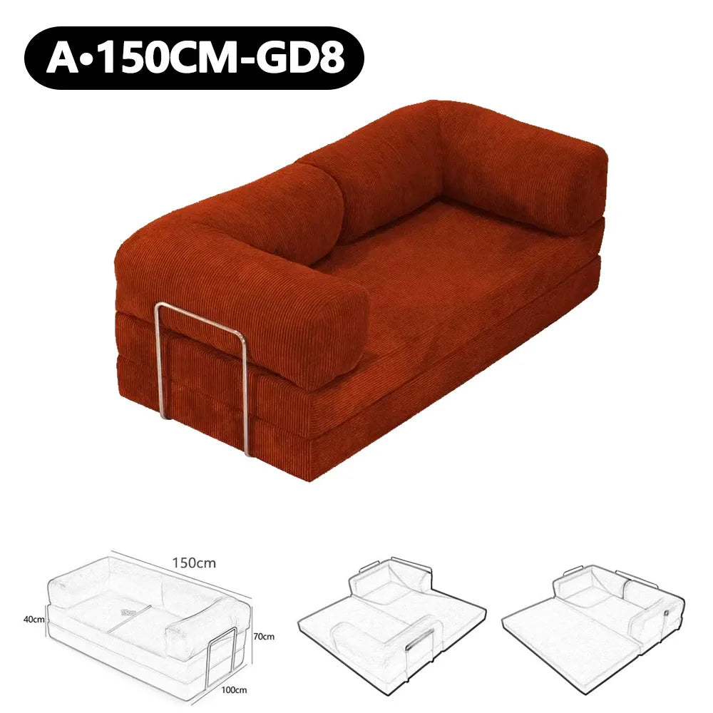 150cm Modern Style Air Compression Fabric Flannel Deformable Modular Couch for Living Room Sectional Composable Teddy Sofa Bed