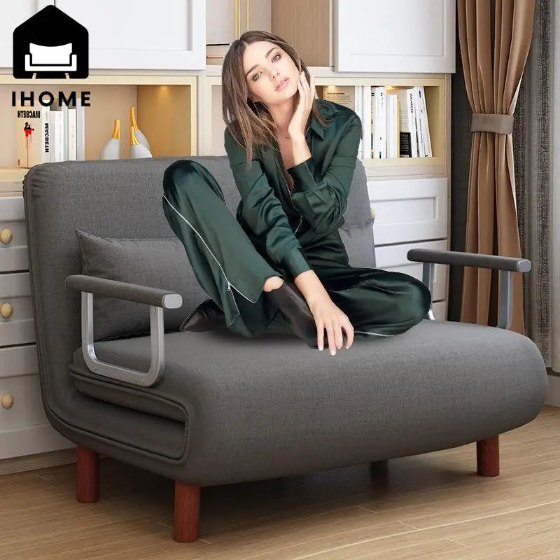 IHOME 65cm Graues Schlichtes Klappsofa-Bett