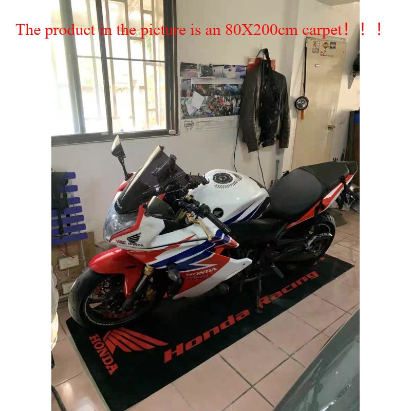 HONDA Motorrad Garagenteppich - Racing Moto Display Matte rutschfest für Garage und Wohnzimmer