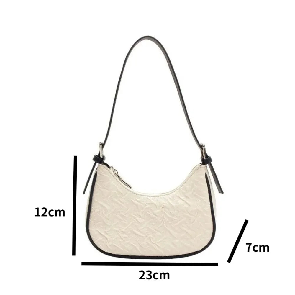 Designer Plissee Tasche - Trendige Halbmond Schultertasche für Damen