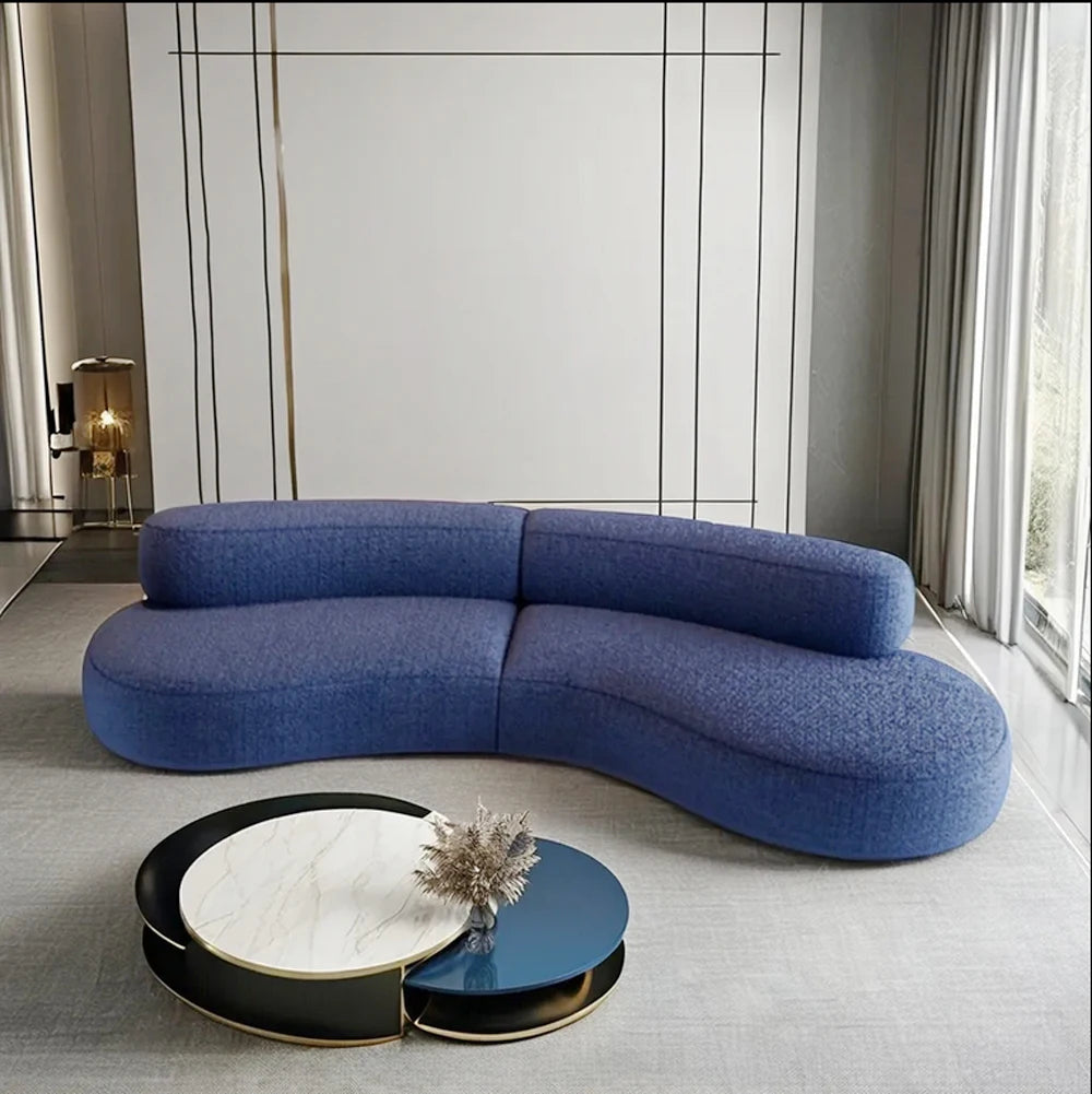 Beiges Minimalistisches Samt Geschwungenes Sofa-Set