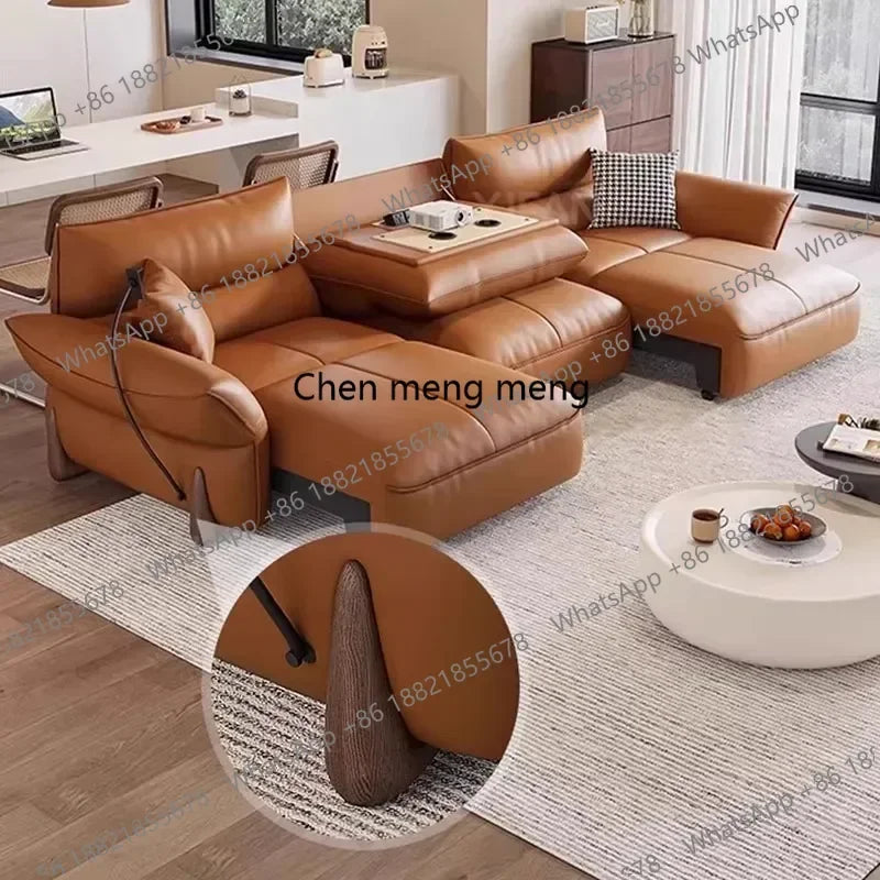 01A Service Genuine Leather Sofa Living Room Electric Reclining Italian Sofa Lounge Luxury Divano Nordic Divano Postmodern Furni