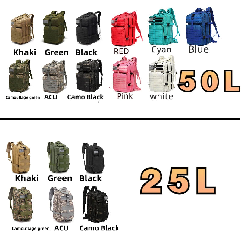 25L/50L Robuster Nylon Wasserdichter Taktischer Rucksack
