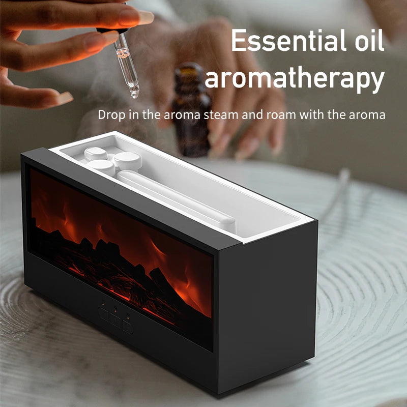 VISSKO Kamin-Luftbefeuchter mit LED-Flamme – 4-in-1 Aromatherapie