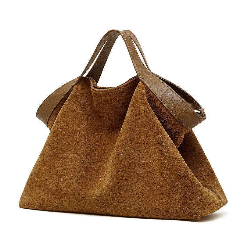 Burminsa Rindsleder Wildleder Hobo Tasche - Echtes Leder Tote Handtasche