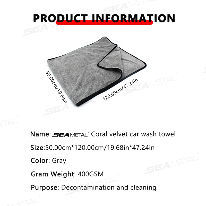 SEAMETAL XXL Auto-Trockentuch 120x50cm - Hochabsorbierend & Kratzfrei