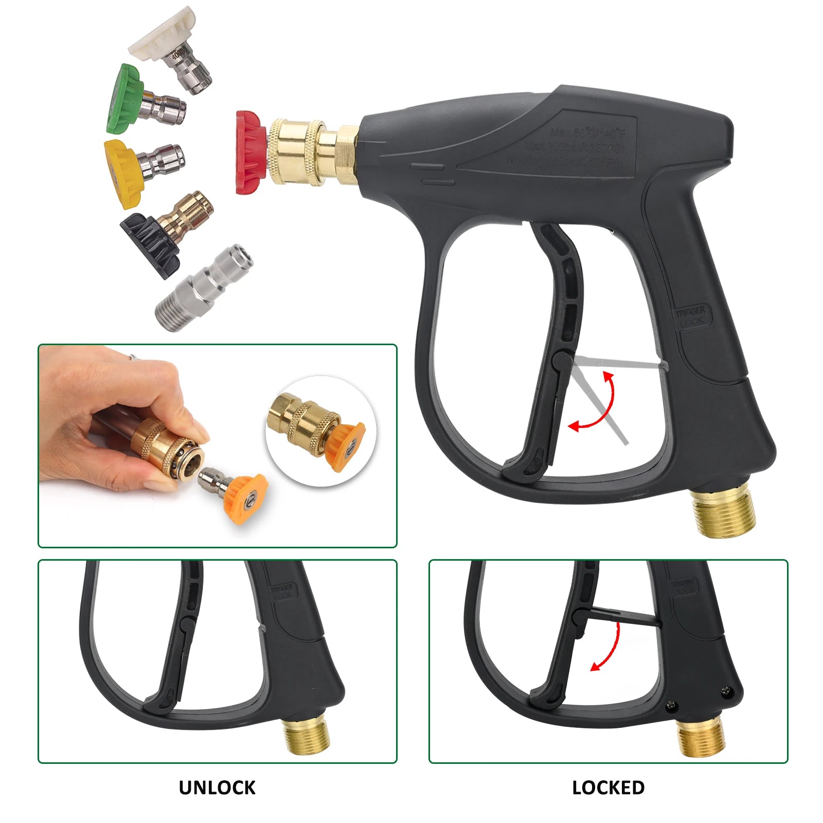 Pressure Washer Water Gun for Car Cleaning Hose Connector For Karcher Nilfisk Parkside Bosch Quick connector nozzles