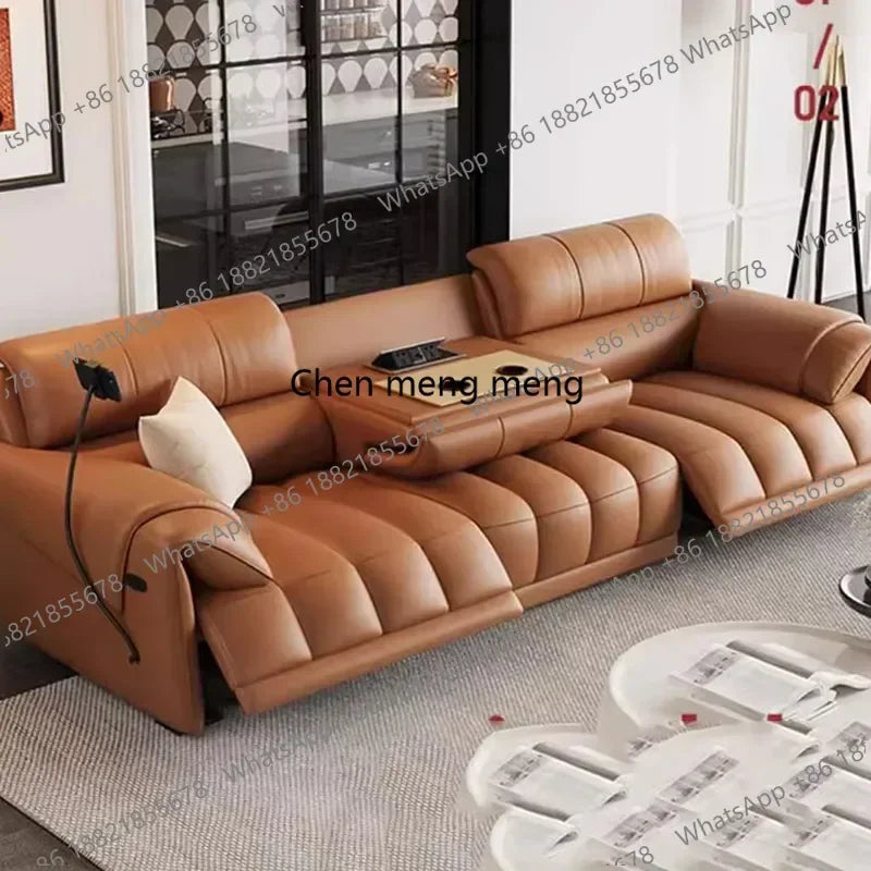01A Service Genuine Leather Sofa Living Room Electric Reclining Italian Sofa Lounge Luxury Divano Nordic Divano Postmodern Furni