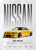 Berühmte Autos Poster - S14 F430 SF90 AMG GT R34 F40 Leinwand Wandkunst für Wohnzimmer