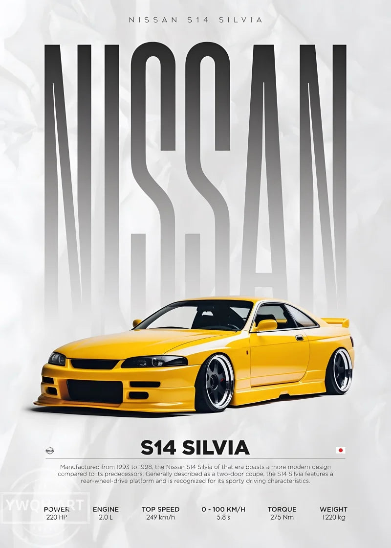 Berühmte Autos Poster - S14 F430 SF90 AMG GT R34 F40 Leinwand Wandkunst für Wohnzimmer