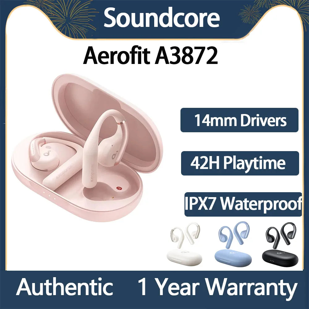 Soundcore AeroFit Open-Ear Bluetooth Earbuds - 42H Akku, IPX7 Wasserdicht, Sport-Kopfhörer