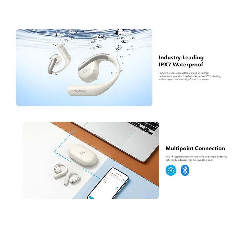 Soundcore AeroFit Open-Ear Bluetooth Earbuds - 42H Akku, IPX7 Wasserdicht, Sport-Kopfhörer