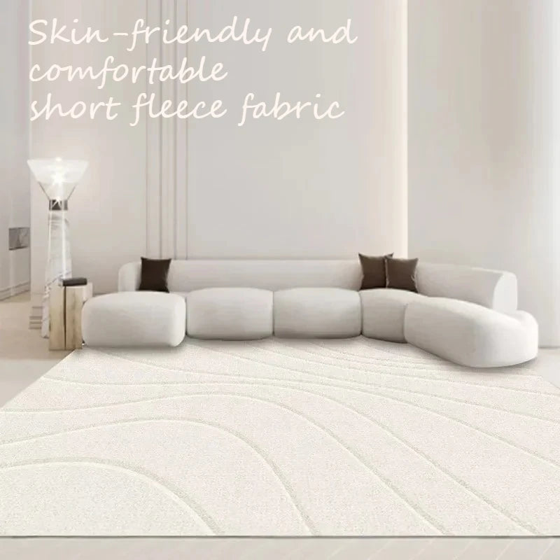 Beige Wohnzimmer Teppich - Moderner Sofa-Teppich rutschfest für Schlafzimmer