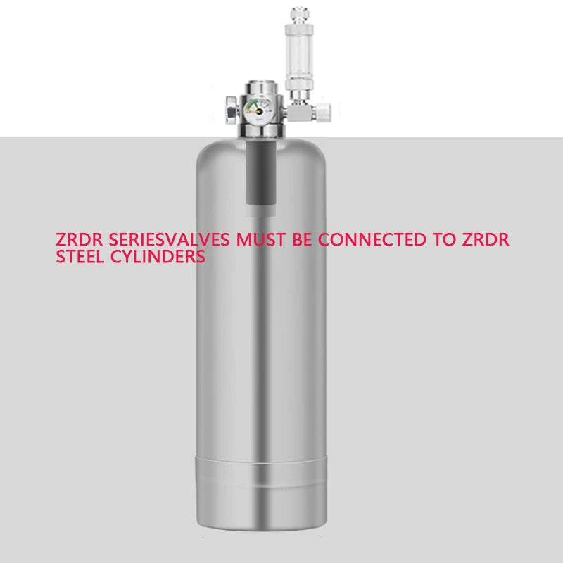 ZRDR Aquarium CO2 Generator Stainless Steel Double Gauge Valve Internal Thread Steel Cylinder Valve Fish Tank CO2 Accessories