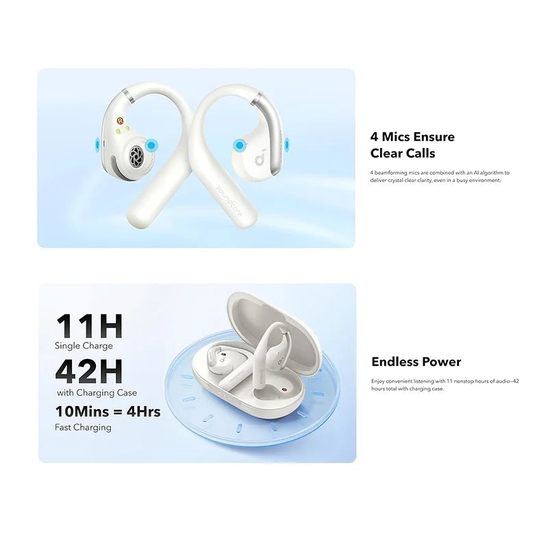 Soundcore AeroFit Open-Ear Bluetooth Earbuds - 42H Akku, IPX7 Wasserdicht, Sport-Kopfhörer