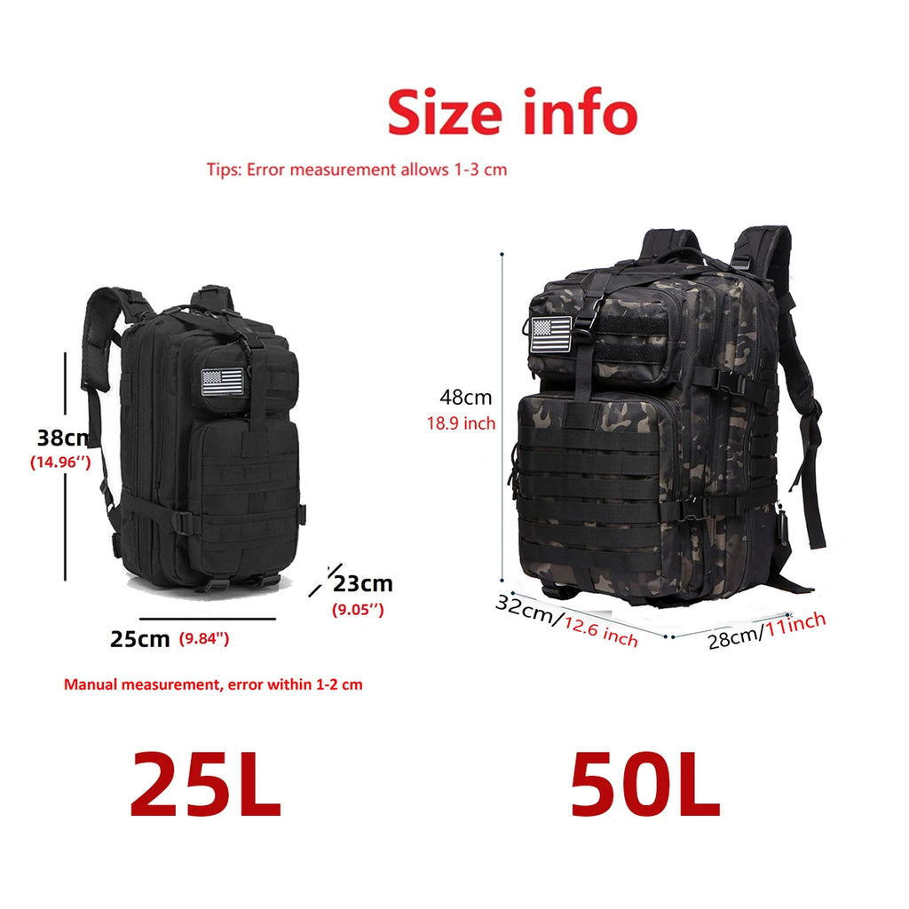 25L/50L Robuster Nylon Wasserdichter Taktischer Rucksack