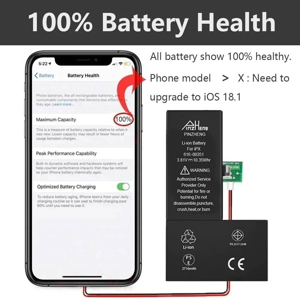 PINZHENG Hochkapazitäts-Akku für iPhone