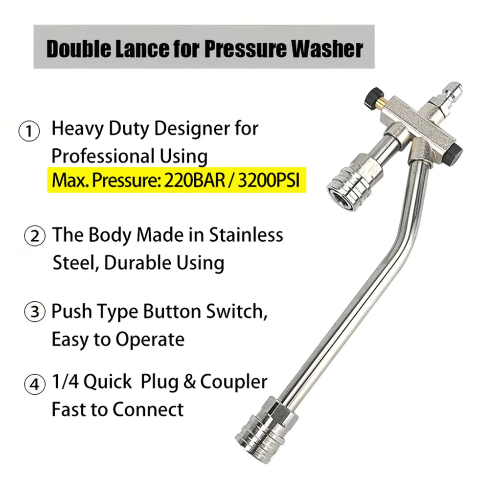 Foam Cannon with Double Tip Attachment Adjustable Pressure Washer Foam Blaster with with Dual-Connector Accessory, Green Sprayer