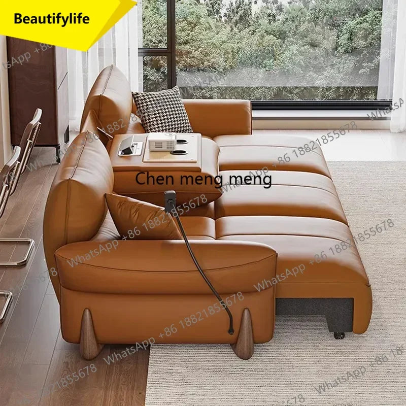 01A Service Genuine Leather Sofa Living Room Electric Reclining Italian Sofa Lounge Luxury Divano Nordic Divano Postmodern Furni