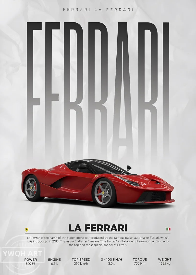Berühmte Autos Poster - S14 F430 SF90 AMG GT R34 F40 Leinwand Wandkunst für Wohnzimmer