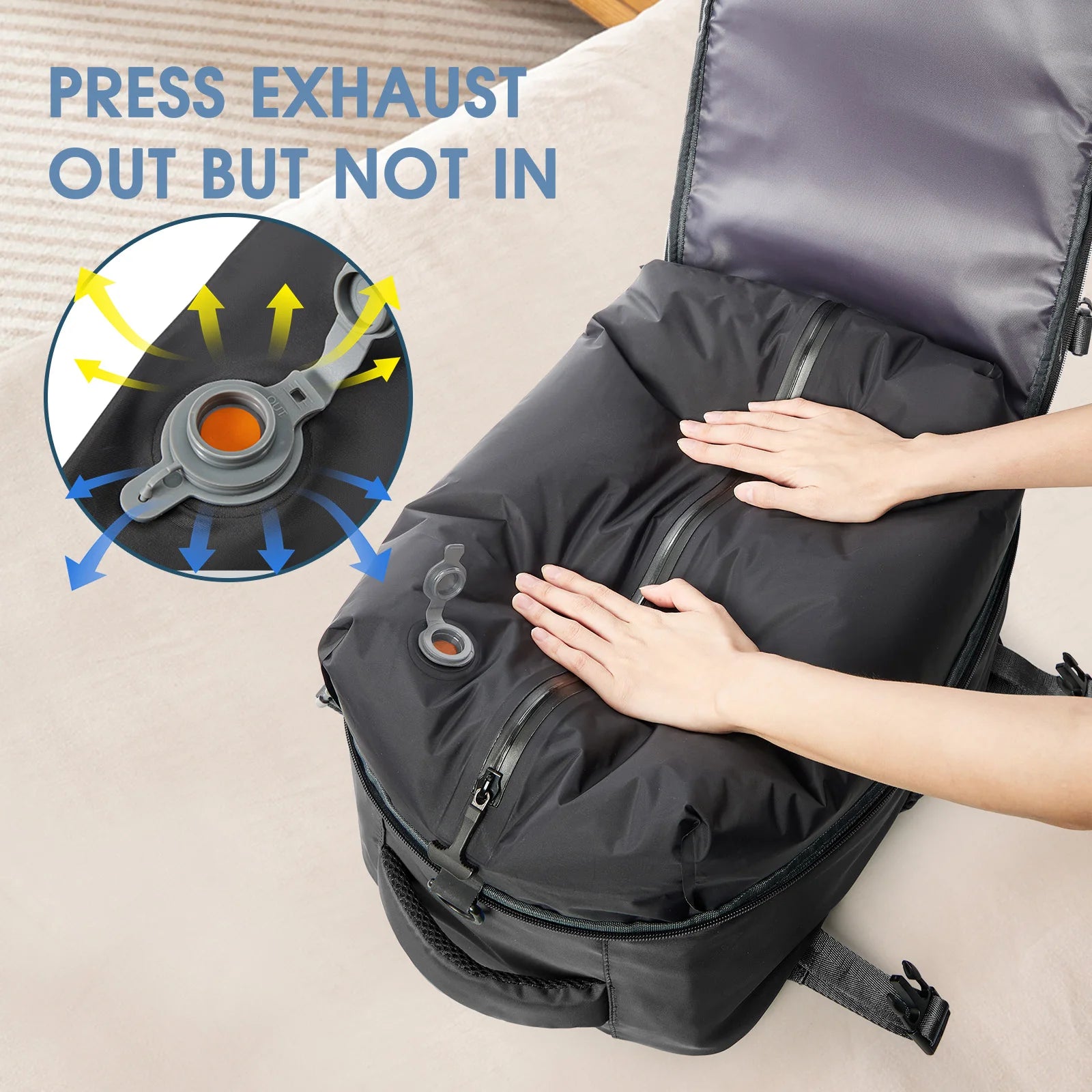 Vakuum Rucksack Reisetasche für Herren Große Kapazität Business Laptop Rucksack Damen Herren Erweiterbarer Rucksack Schultasche