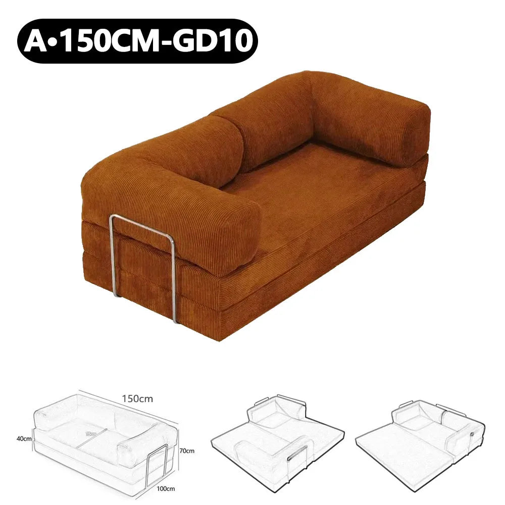 150cm Modern Style Air Compression Fabric Flannel Deformable Modular Couch for Living Room Sectional Composable Teddy Sofa Bed