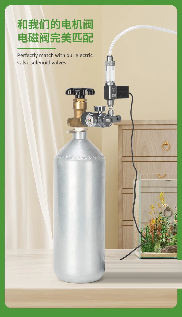 Aquarium DIY CO2 Pressure Reducing Valve Quick Insertion Bubble Gauge Electromagnetic Valve Fish Tank CO2 Regulator Equipment