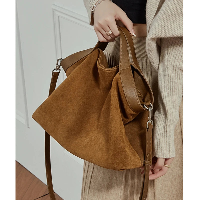 Burminsa Wildleder Echtleder Hobo Handtasche