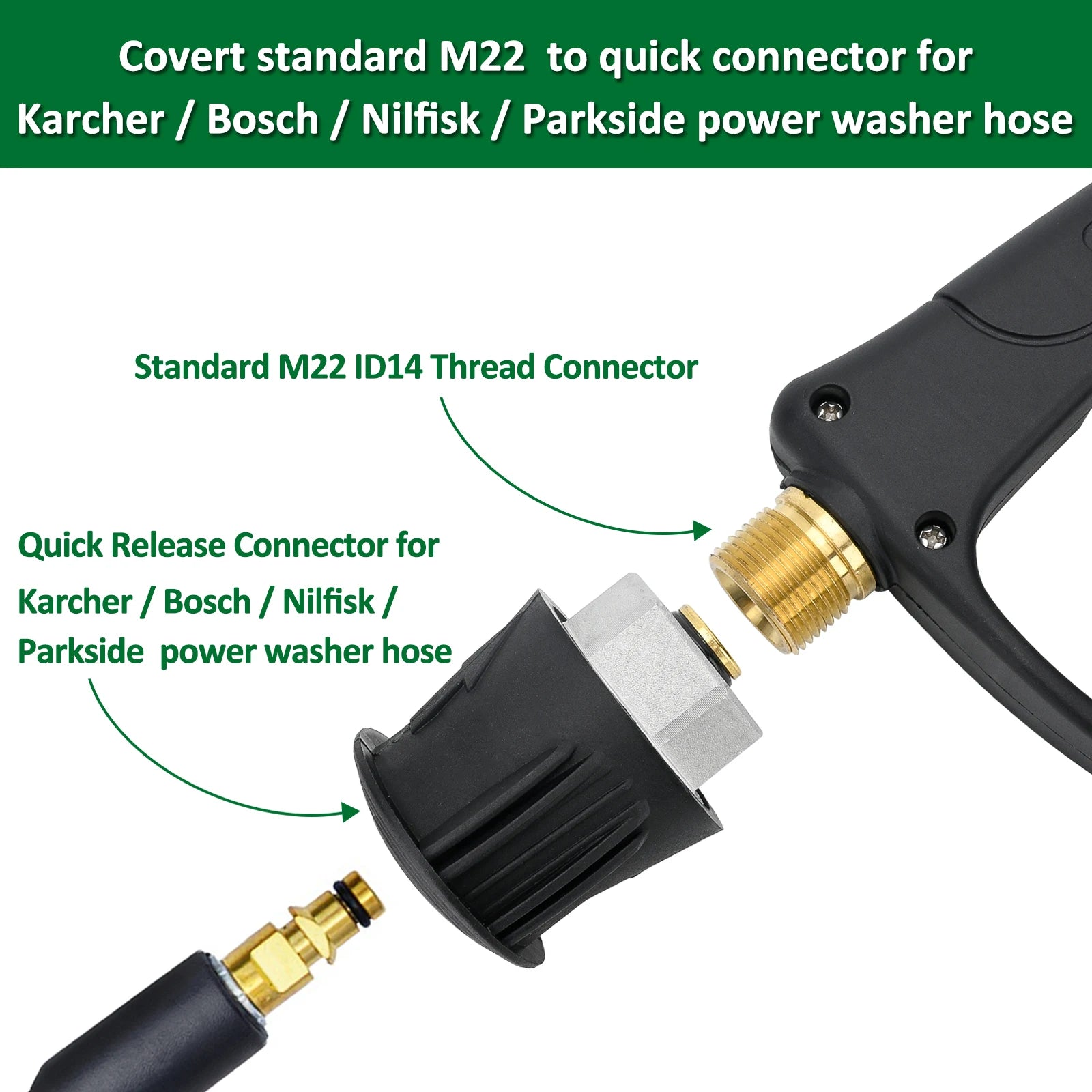 Pressure Washer Water Gun for Car Cleaning Hose Connector For Karcher Nilfisk Parkside Bosch Quick connector nozzles