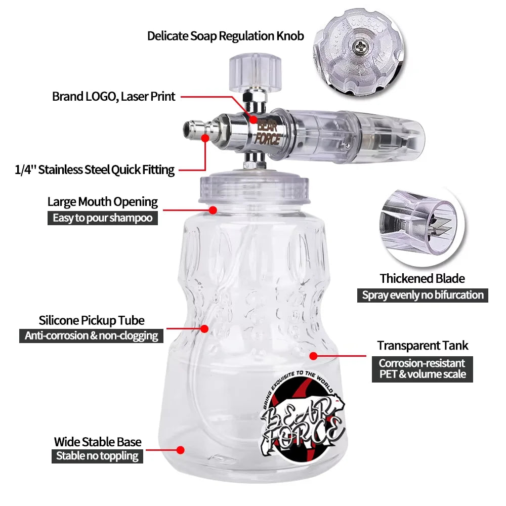 Foam Cannon with Double Tip Attachment Adjustable Pressure Washer Foam Blaster with with Dual-Connector Accessory, Green Sprayer