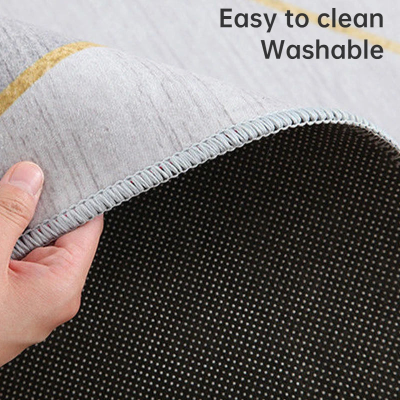 Luxus Wohnzimmer Teppich Grau - Moderner Flur Teppich waschbar für Schlafzimmer und Wohnbereich