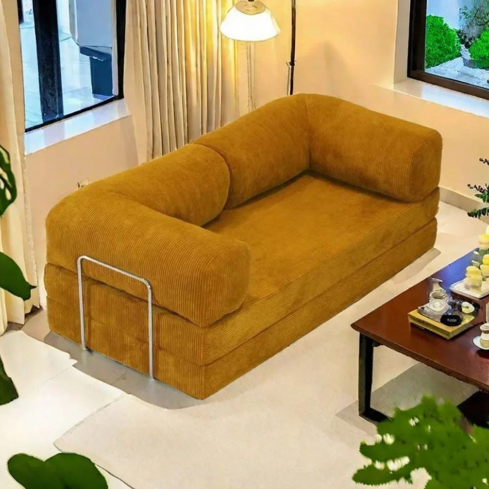 150cm Modern Style Air Compression Fabric Flannel Deformable Modular Couch for Living Room Sectional Composable Teddy Sofa Bed