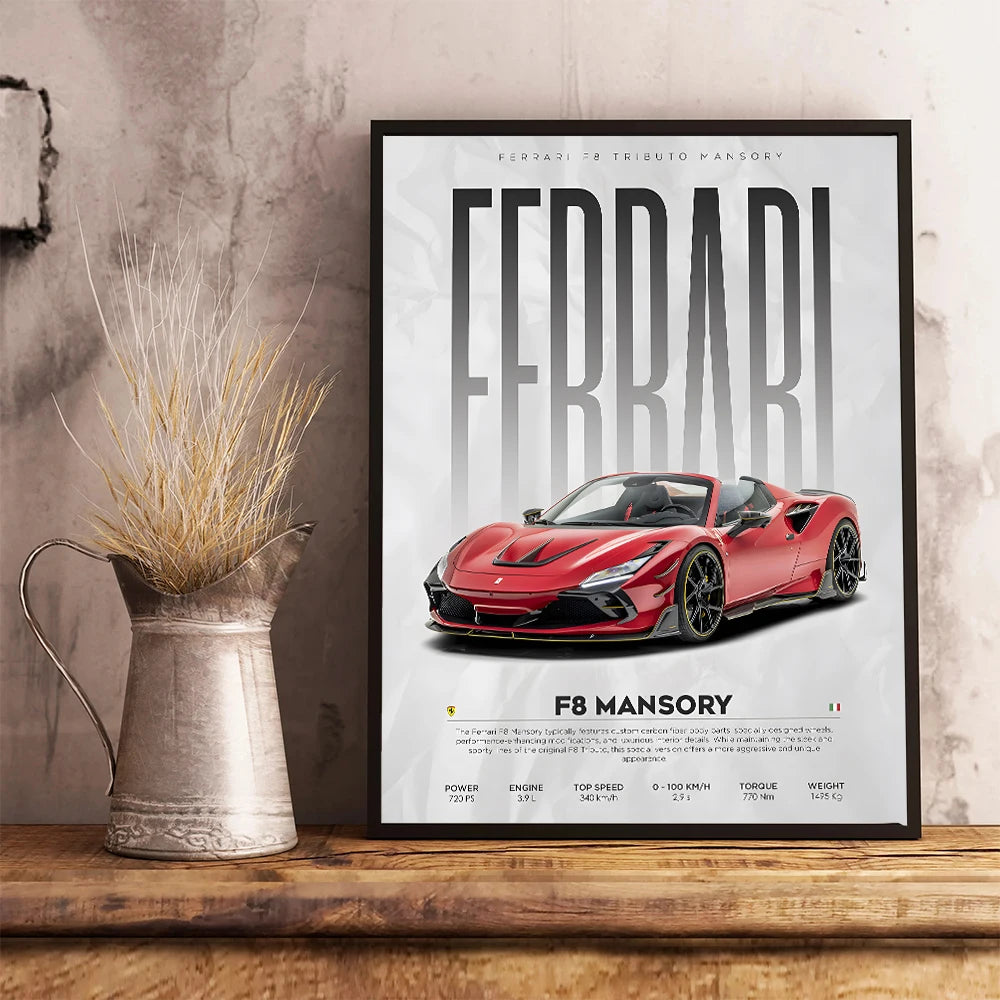 Berühmte Autos Poster - S14 F430 SF90 AMG GT R34 F40 Leinwand Wandkunst für Wohnzimmer