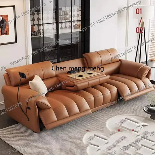 01A Service Genuine Leather Sofa Living Room Electric Reclining Italian Sofa Lounge Luxury Divano Nordic Divano Postmodern Furni