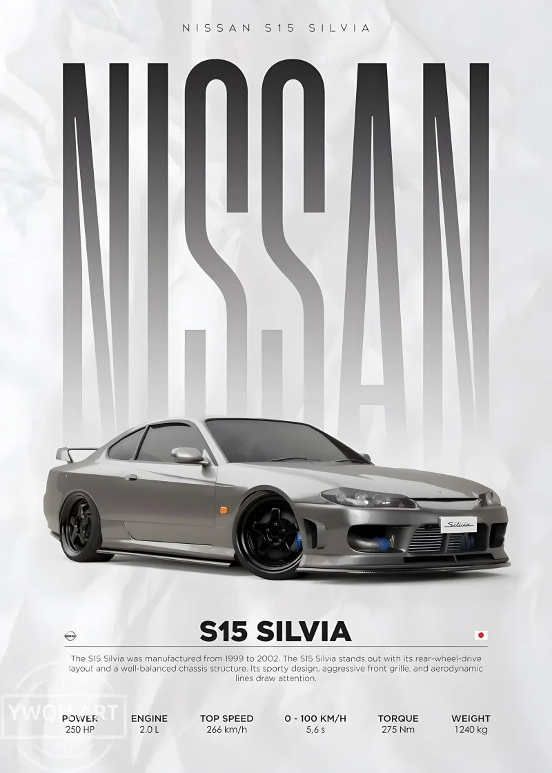 Berühmte Autos Poster - S14 F430 SF90 AMG GT R34 F40 Leinwand Wandkunst für Wohnzimmer