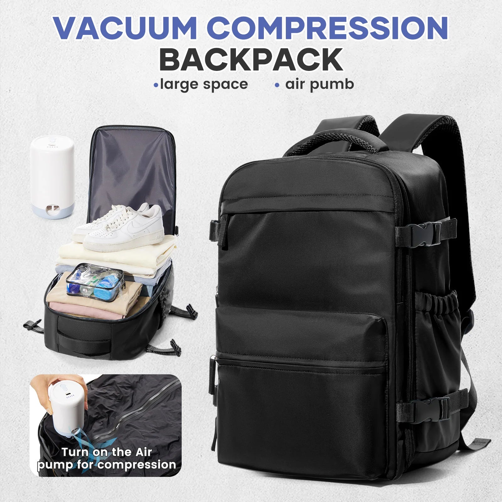 Vakuum Rucksack Reisetasche für Herren Große Kapazität Business Laptop Rucksack Damen Herren Erweiterbarer Rucksack Schultasche