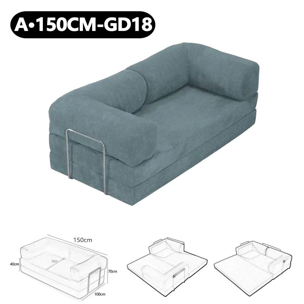 150cm Modern Style Air Compression Fabric Flannel Deformable Modular Couch for Living Room Sectional Composable Teddy Sofa Bed