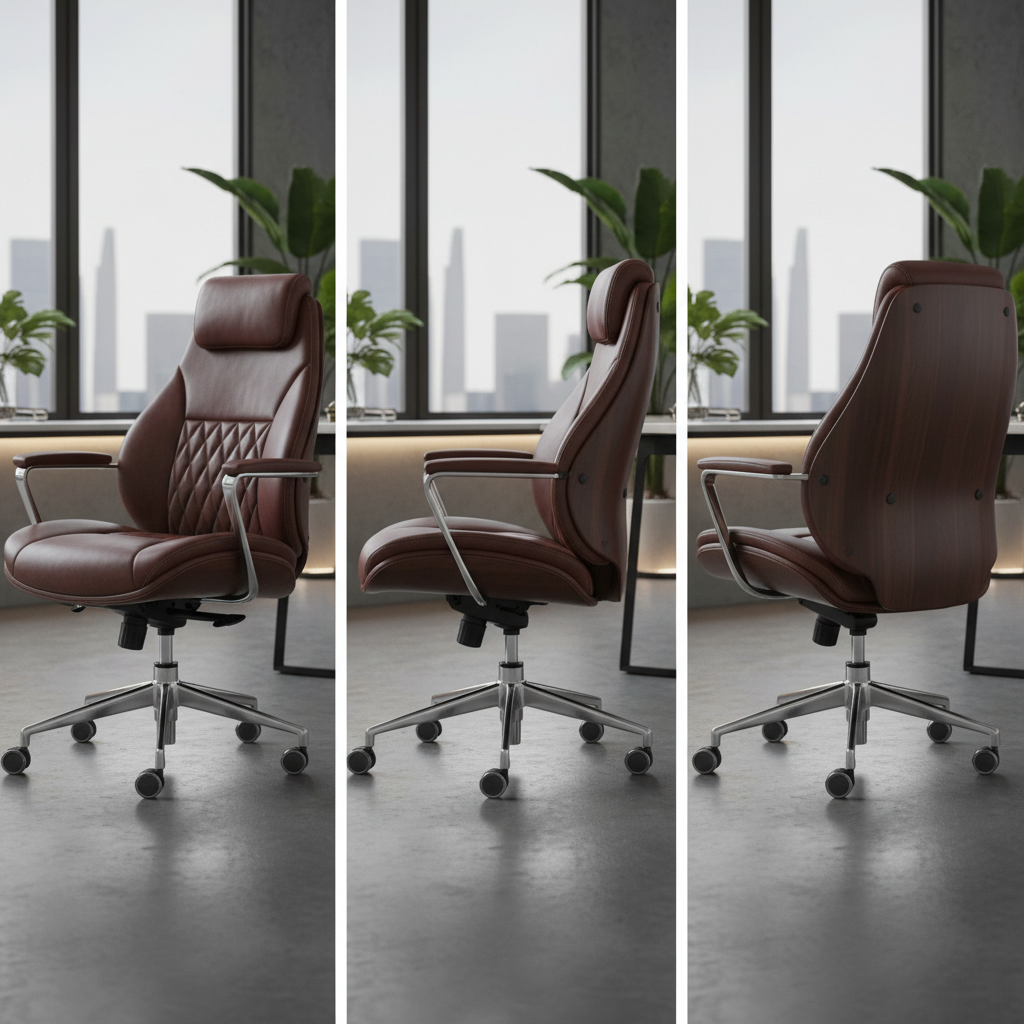 Bürostuhl Leder Ergonomisch Chef-Sessel Premium